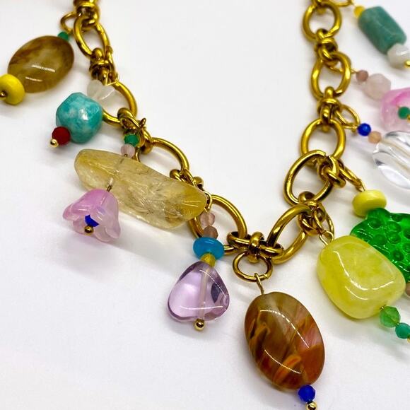 NEW Funky Glass Chunky Charm Necklace - Picture 6 of 16